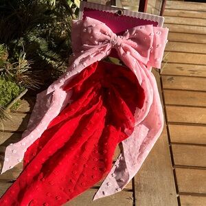Sunday state set of 2 pink and red large bow hair clips